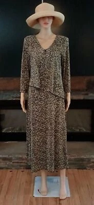 Maxi Vestido Vintage En Niveles Talla 12 Retro Informal Iglesia Modesto Negocios Carrera EE. UU. Foto 1 de 4