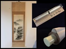 T0507 Japanese Hanging Scroll KAKEJIKU Vintage Hand Paint Silk Landscape Box