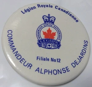 Vintage 2" Promo Button Pinback LEGION ROYALE CANADIENNE Filiale N° 12 ~ Macaron - Picture 1 of 10