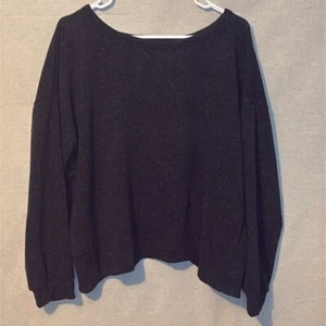 Kaileigh Womens Black Shimmer Sweater Large Criss-Cross Open Back Knit NWOT - Picture 1 of 10