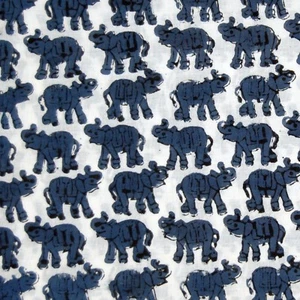 10 Yards Dressmaking Sewing Natural Cotton Fabric Handmade Voile Block Print BF6 - Picture 1 of 5