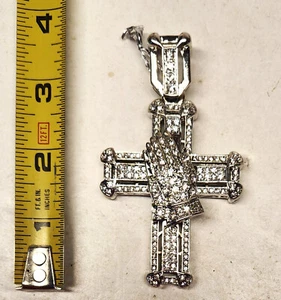 KREUZ ANHÄNGER Strass HALSKETTE HIP HOP - Bild 1 von 1