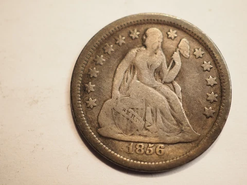 1856 P  MISS SEATED LIBERTY  SILVER DIME  FREE SHIPPING  V2884 Cover