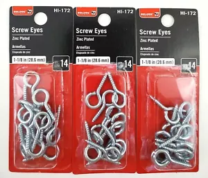 Lote de 3 paquetes de 14 herrajes Bulldog HI-172 ojos de tornillo 1-1/8" enchapados en zinc - Imagen 1 de 11