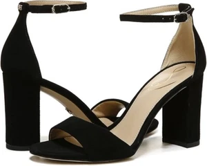 Sam Edelman Robyn Sandals Women's 10 Black Suede Ankle Strap Block Heel KHD287 - Picture 1 of 10