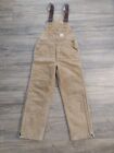 Carhartt Youth Vintage Khaki Bib Overalls Double Knee Lined Measures Size XL