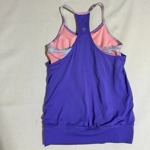 Ivivva by Lululemon Girls Tank Top 10 Purple Built in Bra Pleated Workout Play - Picture 1 of 7