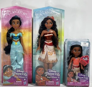 (3) Disney Princesses, Royal Shimmer Jasmine, Moana & Petite Moana Doll ~ NEW - Picture 1 of 12