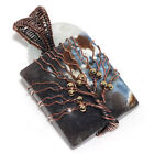 Owhyee Blue Opal Ethnic Copper Wire-Wrapped Gemstone Pendant Jewelry 2" AU z180