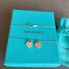 TIFFANY & Co. Double Heart Rubedo Metal Silver 925 Pendant Necklace From Japan