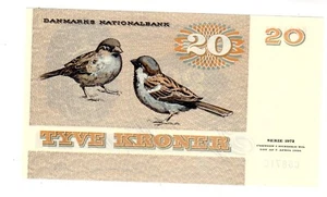 Dinamarca DINAMARCA Billete 20 CORONAS 1972 P49a PÁJARO NUEVO UNC - Picture 1 of 2