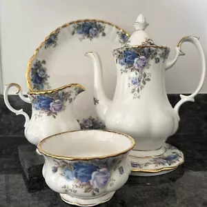 Royal Albert Moonlight Rose Coffee Pot SET, Jug, Bowl , Stand, Cake 1st Quality - Picture 1 of 24