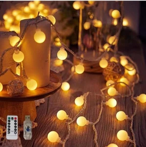 Globe String Lights, 25 FT 50 LED USB Fairy Lights Plug in, 8 Modes Twinkle - Picture 1 of 6