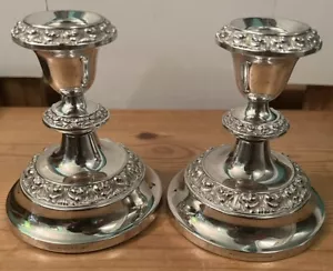 A Pair Of Silver Plated Candlesticks H11cm - Picture 1 of 4