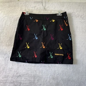 Loudmouth Golf Womans Skirt Skort Black 4 Geometric Guitars Embroidered Zip - Picture 1 of 10