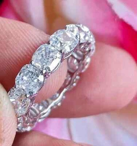 Bridal Full Eternity Ring EF VS 8.50CT Cushion Lab Grown Diamond 14K White Gold - Picture 1 of 20