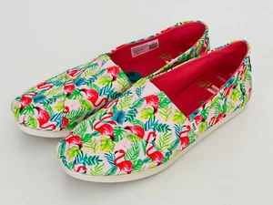 TOMS x PAPER SOURCE FLAMINGO SLIP-ON ESPADRILLES SHOES SANDALS SNEAKERS 7.5 38 - Picture 1 of 6