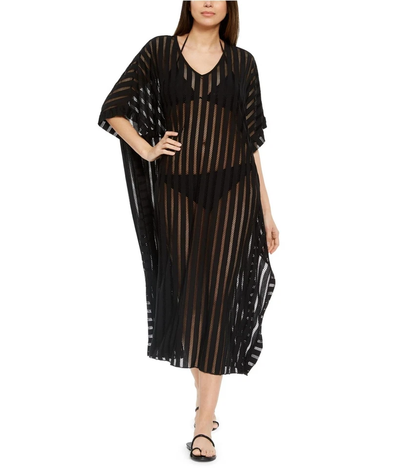 Traje de baño encubierto de caftán Calvin Klein para mujer, negro, talla única Foto 1 de 1