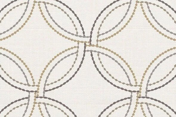 Belle Maison BENNET BUFF Linen/Rayon Blend Geometric Embroidered Fabric - Image 1 of 1