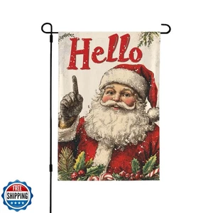 Santa Claus Garden Flag Vertical Double Sided Outdoor Yard Flags 12.5x18 Inch - Picture 1 of 5