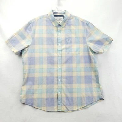 Camisa Original Pingüino Para Hombres XL Pastel Cuadros Manga Corta Botón Delantero Informal Foto 1 de 4