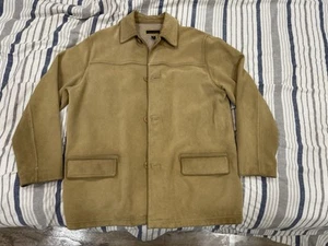Banana Republic Suede Leather Chore Jacket Men's Large Beige Button Up - Picture 1 of 10