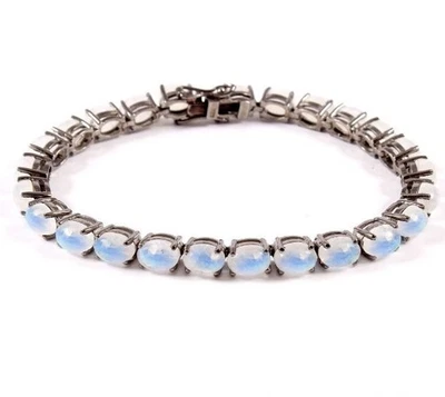 纯色彩虹月光石网球手链 925 纯银维多利亚珠宝首饰 — 第 1/4 张图片