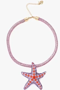 NWT Betsey Johnson MERMAID JEWELS Shell Multi Starfish Crystal Necklace Rare - Picture 1 of 5