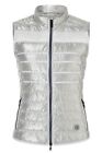 Bogner Women's Kris D Lightweight Down Vest In Metallic Silver  White $400 Sz 10