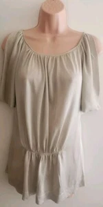 ALBERTA FERRETTI Crepe Top Aphrodite Greek Gold IT 42 UK 10 M Silk Boat Neck - Picture 1 of 13