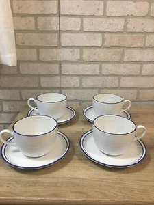 Block Basics-Portugal-(Jumbo Cup 5" DIA, y Platillo 8" DIA) Café Azul- Juego de 4  - Imagen 1 de 5