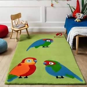 Vogel bedruckter natürlicher getufteter Wollteppich für jeden Raum beste Qualität kostenloser Versand, - Bild 1 von 3