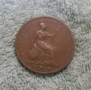 #C23. #1. 1854 GREAT BRITAIN QUEEN VICTORIA COPPER PENNY - Picture 1 of 2