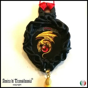 talismano protettivo collana gioiello pendente amuleto dragone drago alato oro - Picture 1 of 24