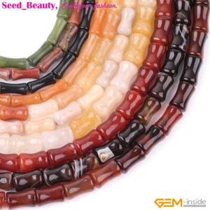 Bamboo Bone Agate Jade Natural Gemstone Loose Beads For Jewelry Making 15" 30pcs - Picture 1 of 86