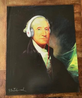 Póster de Mr Brainwash Washington con auriculares RARO (Dr Beats/arte urbano) Foto 1 de 4