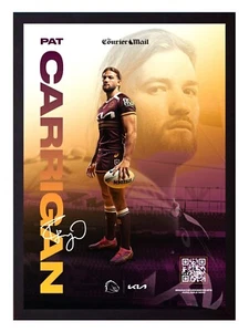 Framed 2025 Brisbane Broncos NRL Rugby League Poster Patrick Carrigan 62 x 44cm - Bild 1 von 4