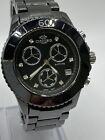 Oniss Paris Mens Multi Function Diamond Dial Black Ceramic Wrist Watch New Batt