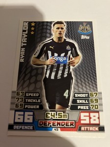 TOPPS MATCH ATTAX CARD 2014 - 15  RYAN TAYLOR    NEWCASTLE UNITED