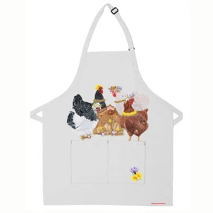 Chickens Mother Hens with Chicks Apron Two Pocket Bib Apron with Adj Neck - Picture 1 of 1