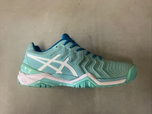Asics Gel Resolution 7 Tennis Court Shoes E751Y Aqua Blue White Women’s Size 8 - Picture 1 of 12