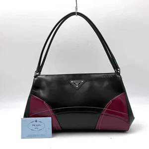 PRADA Accessory Pouch Shoulder Bag Handbag Patent Black Used Auth Excellent+ JPN - Picture 1 of 10