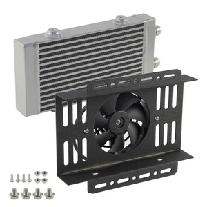 9.5"x5.5"x1.58" Core Small Bar & Plate Dual Pass Oil Cooler 5.5" Cooling Fan Kit - Picture 1 of 9
