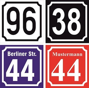 Hausnummer-Schild Kunststoff mit Wunschtext 150 x 150 mm NEU - Bild 1 von 1