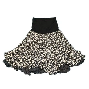CAbi Reversible Floral Print Swing Skirt High Waistband Black and Cream Pattern - Picture 1 of 8