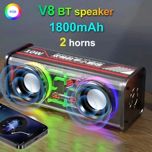 Transparenter Mecha Lautsprecher Bluetooth Wireless Tragbar Bass Subwoofer RGB Licht - Bild 1 von 26