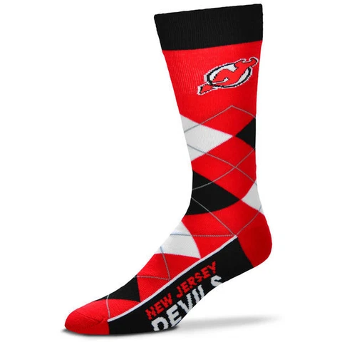 New Jersey Devils Men's Crew Socks One Size Fits Most Argyle Lineup Cover