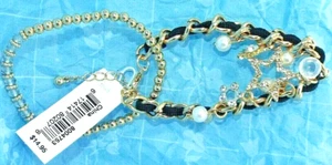 New Periwinkle By Barlow 2 Strains Black & Gold 7" Bracelet Stars Sun $14.95 - Picture 1 of 4