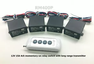 12v 4 channels MOMENTARY LONG RANGE wireless remote control relay switch RM400P - Foto 1 di 6