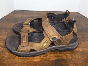 KEEN Targhee 3 Brown Leather Sport Sandals Men's Size 12 Hiking Clean - Picture 1 of 9
